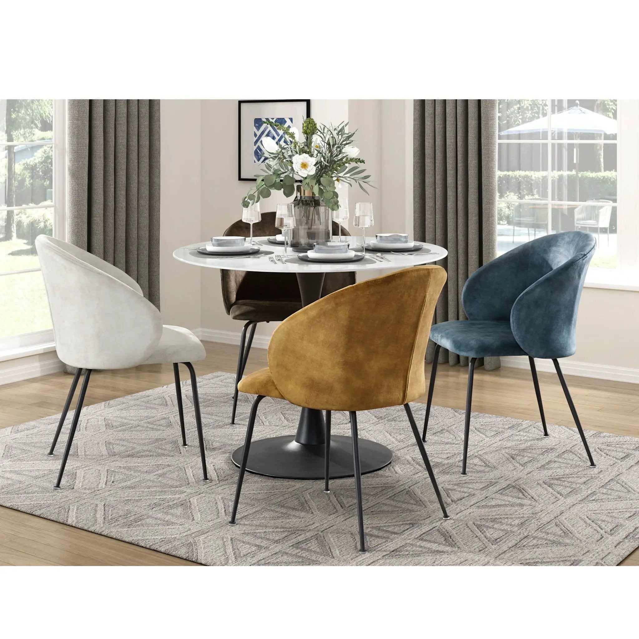 Velvet Upholstery Side Chairs 2 Piece Set With Metal Legs Modern Home Furniture - Beige by Unique Piece Furniture