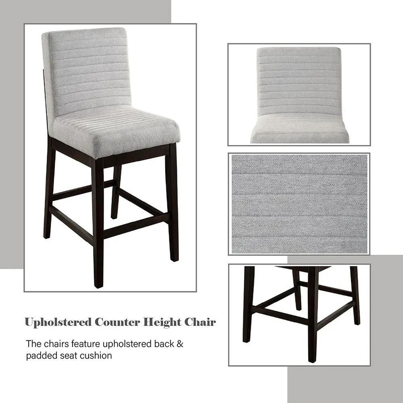 Edwyn - Counter Height Chair (Set of 2) - Gray Linen & Espresso by Unique Piece Furniture