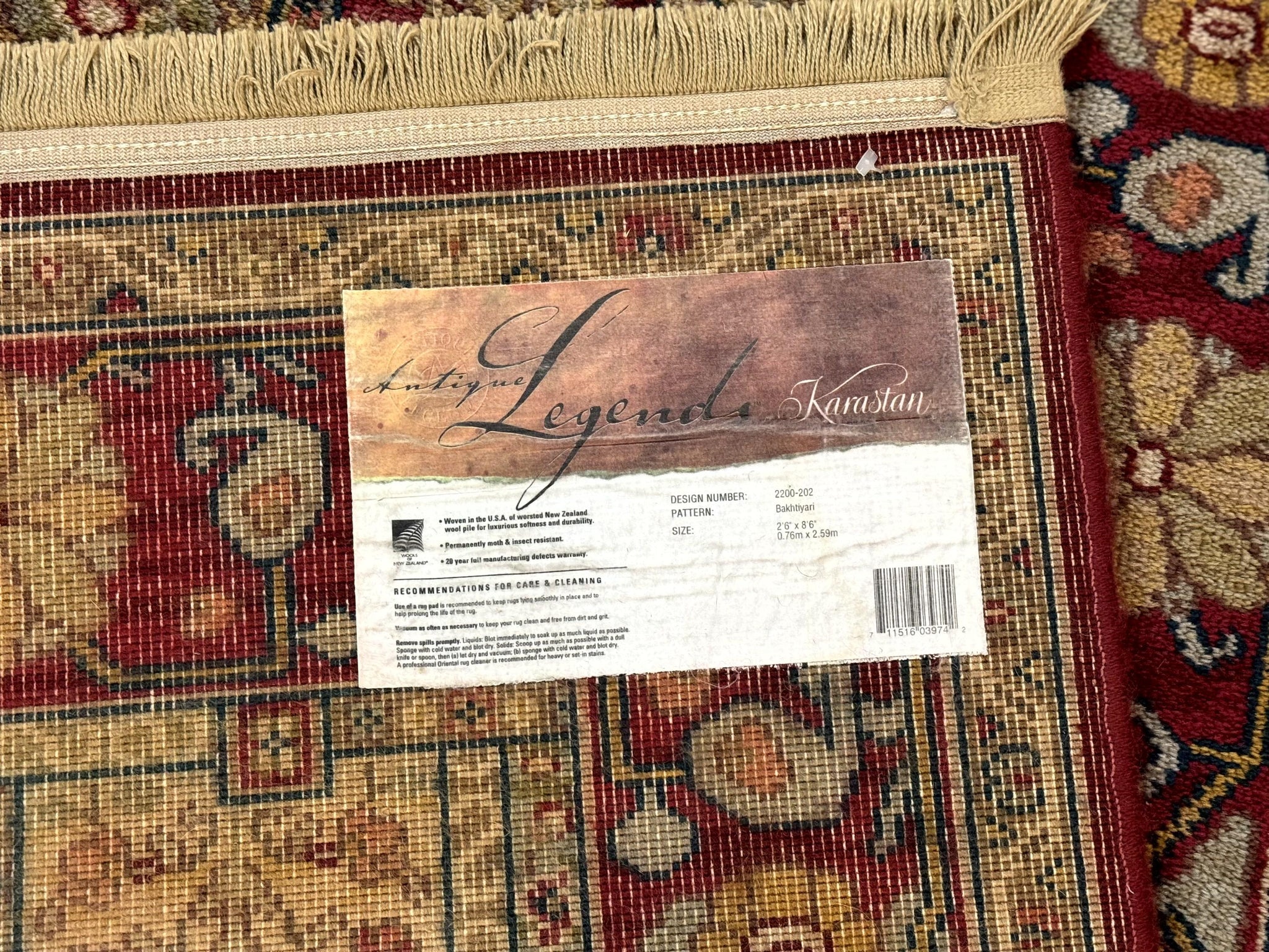 Karastan Runner Rug 2.6 x 8.6, Antique Legends Bakhtiari 2200, Vintage Wool Karastan Runner Rug, Panel Design by Jewel Rugs