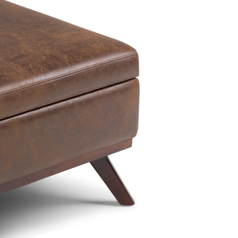 Owen - Square Coffee Table Storage Ottoman - Distressed Chestnut Brown by Unique Piece Furniture
