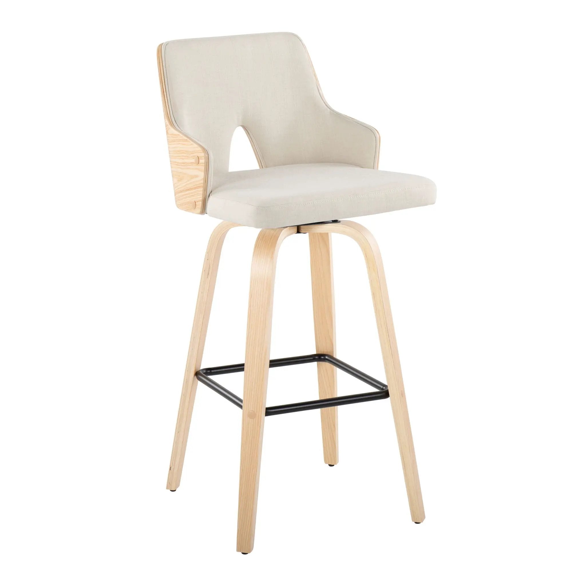 Stella - Contemporary Fixed Height Barstool With Swivel Square Footrest (Set of 2) by Unique Piece Furniture