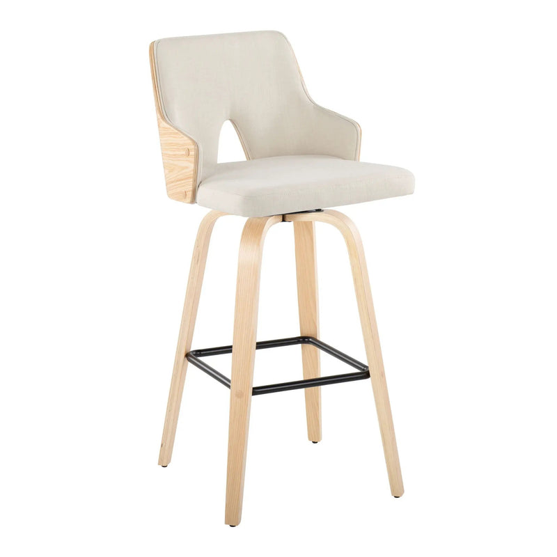 Stella - Contemporary Fixed Height Barstool With Swivel Square Footrest (Set of 2) by HouseOfZazla