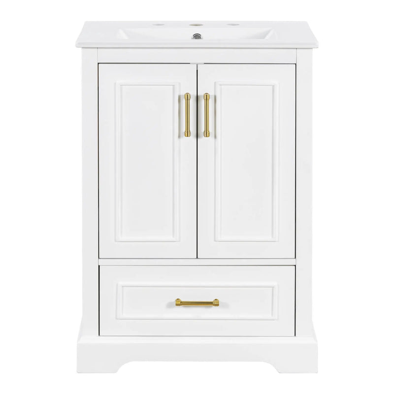Bathroom Vanity With Sink, 1 Divided Drawer And 2 Soft Close Doors With Double Shelf by Unique Piece Furniture