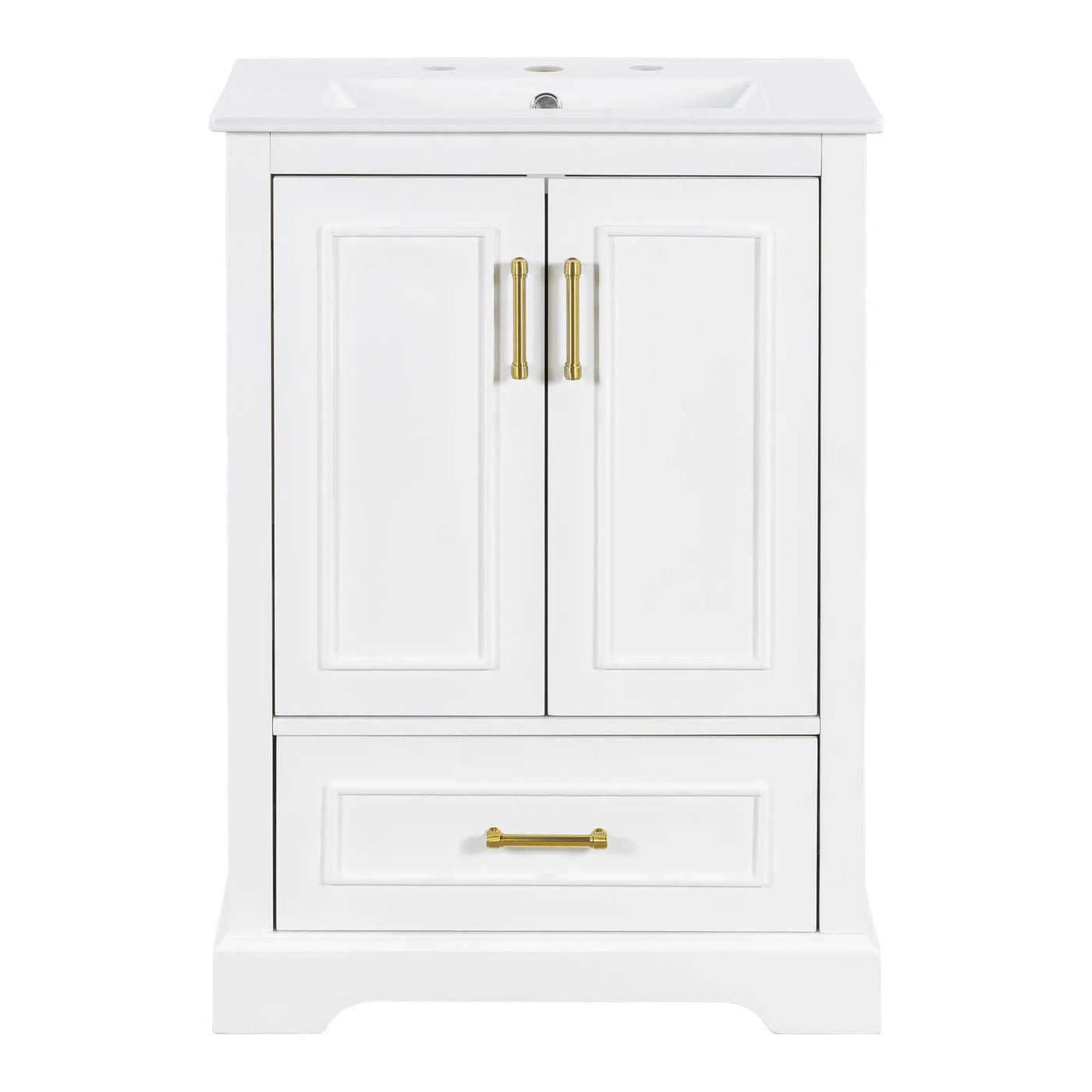 Bathroom Vanity With Sink, 1 Divided Drawer And 2 Soft Close Doors With Double Shelf by Unique Piece Furniture