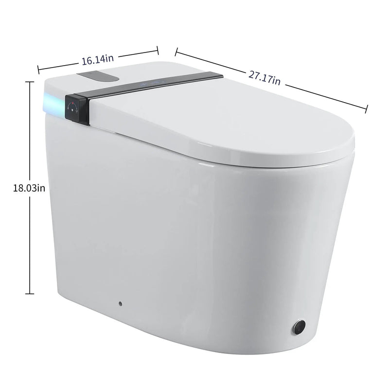 Smart Toilet With Bidet Seat Built In, Auto Open / Close Seat, Foot Sensor, LED Display - White by HouseOfZazla