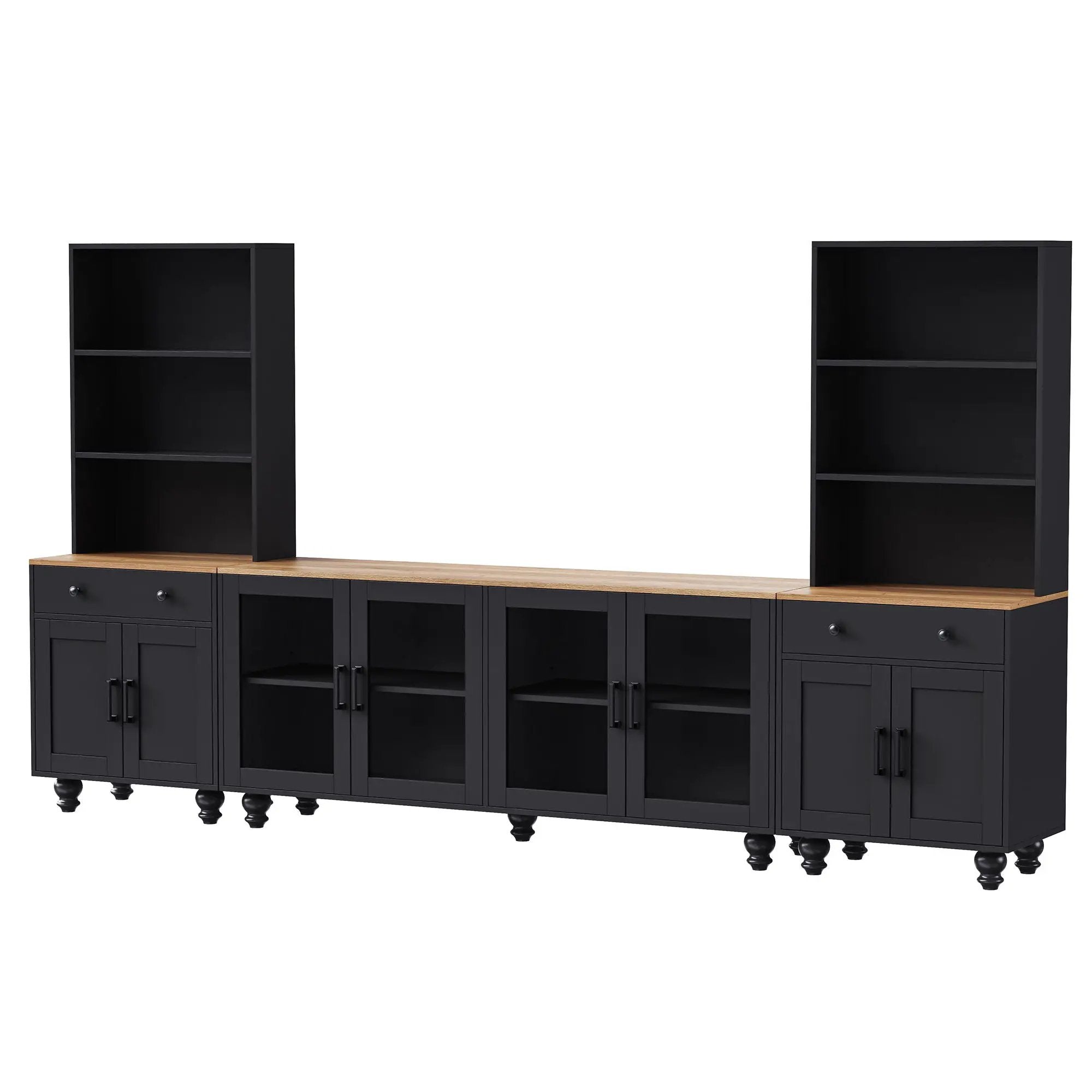 Farmhouse TV Stand With Solid Wood Gourd Shaped Legs For TVs Up To 70" by Unique Piece Furniture