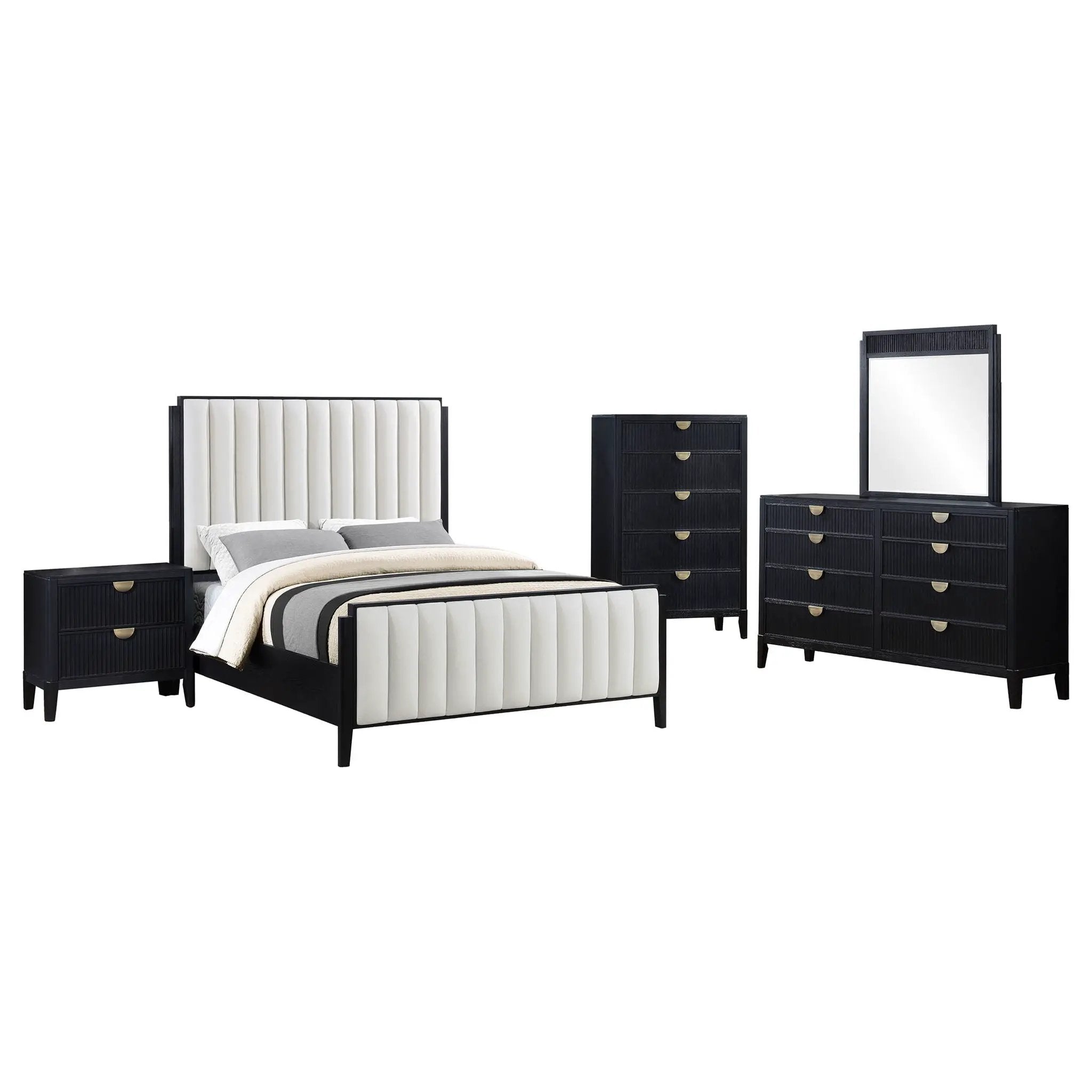 Brookmead 5-piece Upholstered Eastern King Bedroom Set Black by Unique Piece Furniture