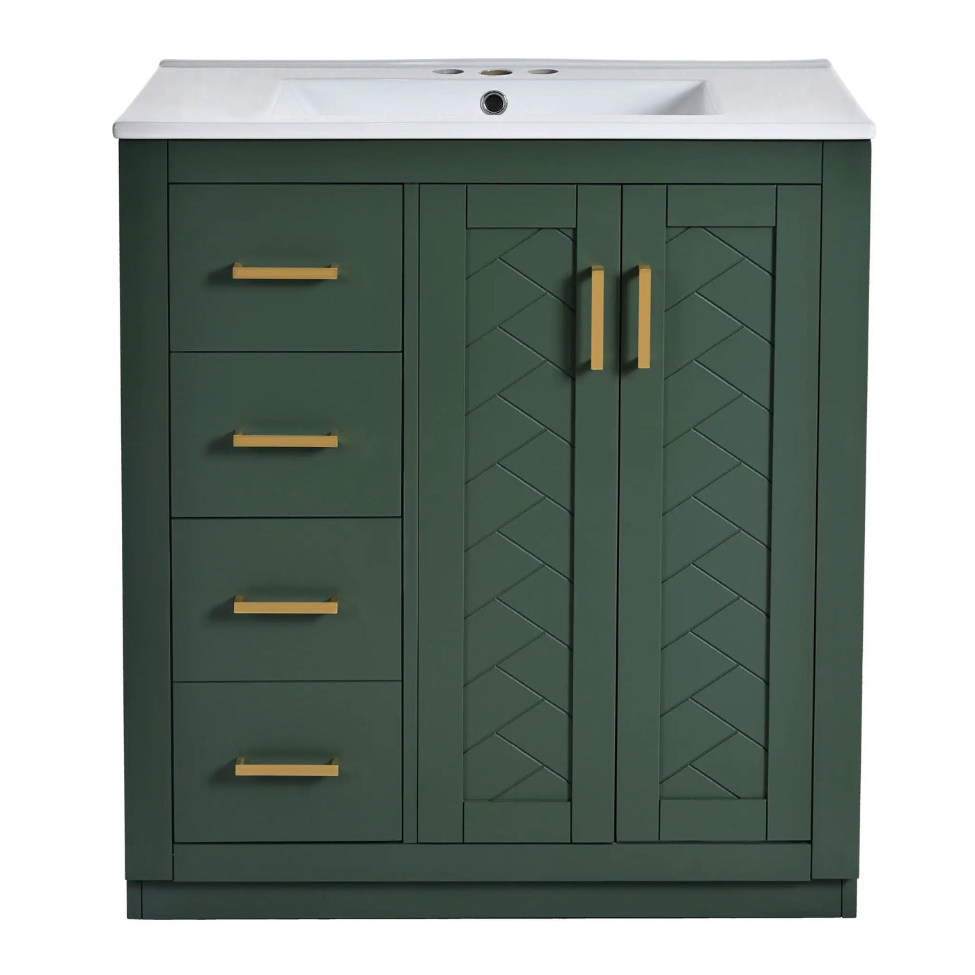 Ceramic Sink Combo, Freestanding Vanity Set With 3 Drawers & Soft Closing Doors by Unique Piece Furniture