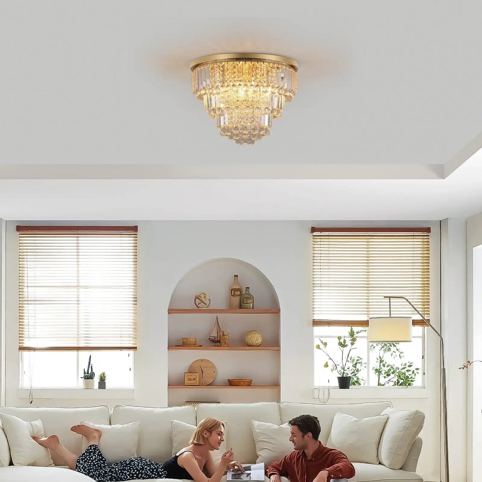 Gold Luxury Modern Style Crystal Ceiling Chandelier by HouseOfZazla