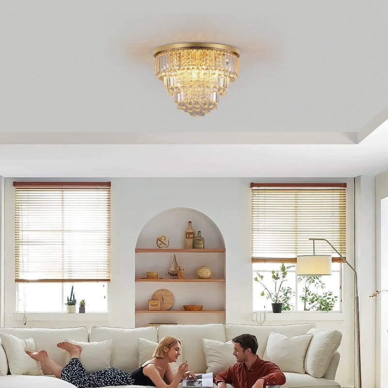 Gold Luxury Modern Style Crystal Ceiling Chandelier by HouseOfZazla