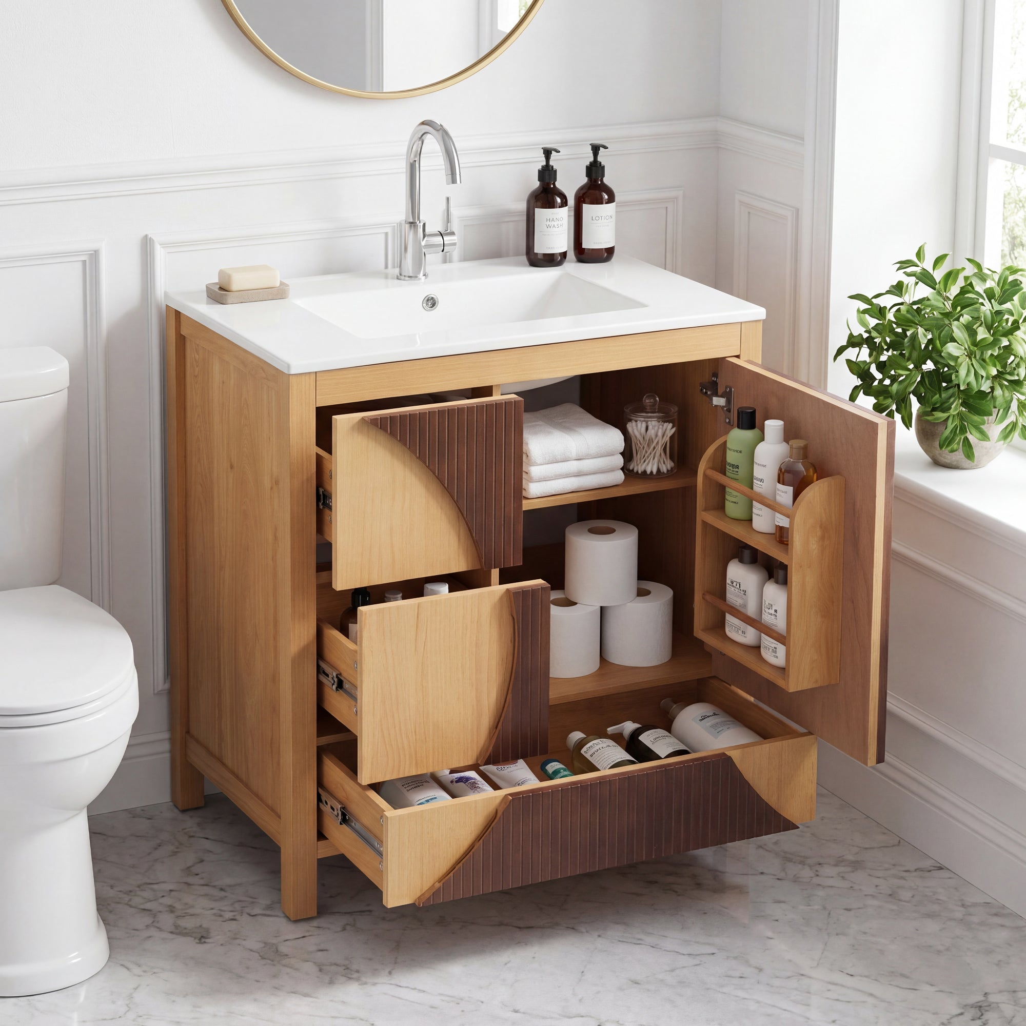 30 Inch Mid-Century Modern Bathroom Vanity with Sink by HouseOfZazla