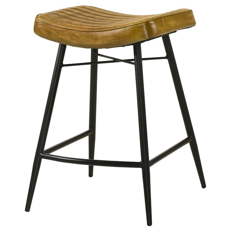 Bayu Leather Upholstered Counter Stool Camel (Set of 2) by Unique Piece Furniture