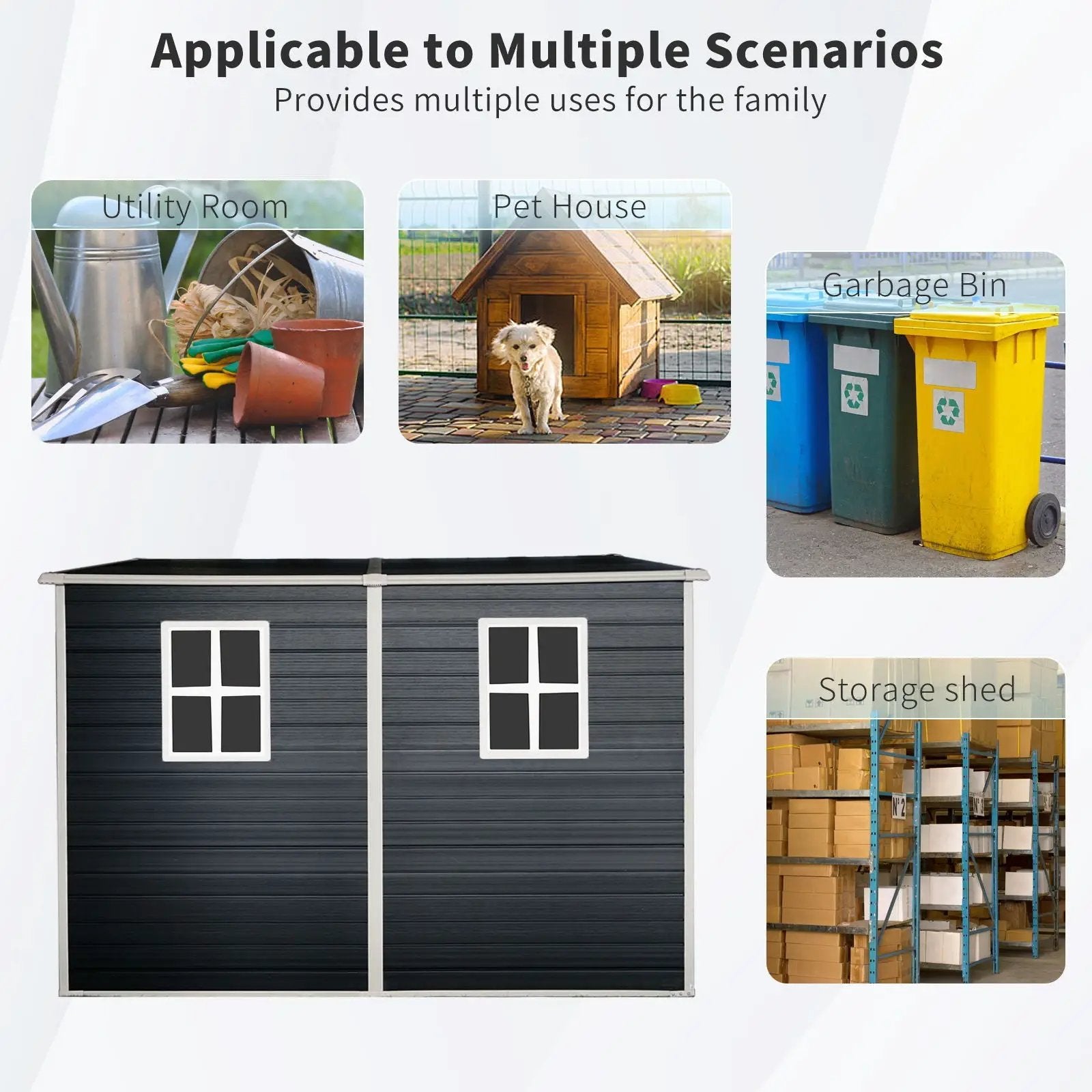Outdoor Storage Shed With Floor Resin Shed With Two-Window, Waterproof, Lockable Doors For Patio, Yard, Lawn by HouseOfZazla