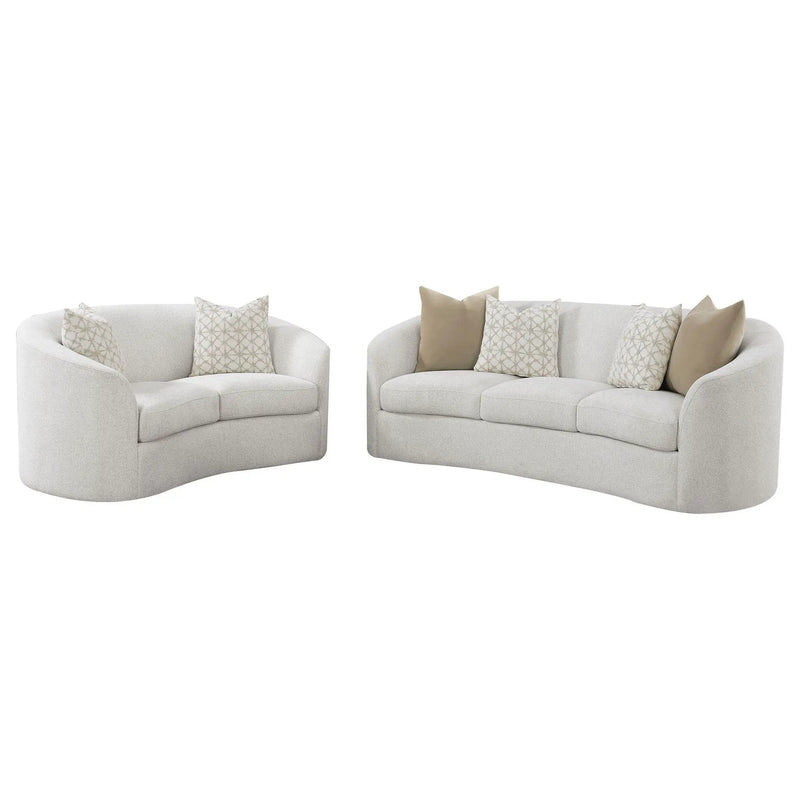Rainn 2-piece Boucle Upholstered Sloped Arm Sofa Set Latte by Unique Piece Furniture