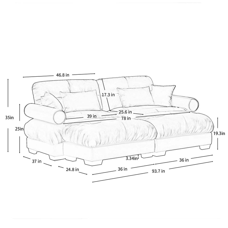 Super Comfort Oversized Modular Sectional Sofa With Movable Ottoman by HouseOfZazla