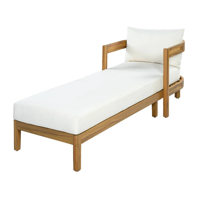 78" Acacia Wood Outdoor Chaise Lounge Chair by HouseOfZazla