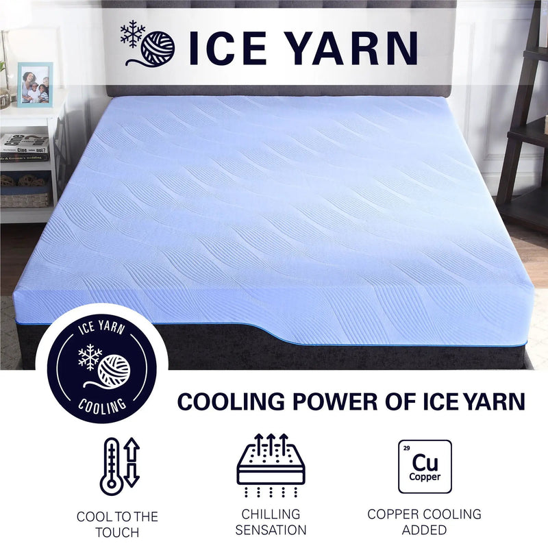 Refresh - 12" Flex Head Memory Foam Hybrid Mattress And Adjustable Base Bundle - Blue - Queen by Unique Piece Furniture