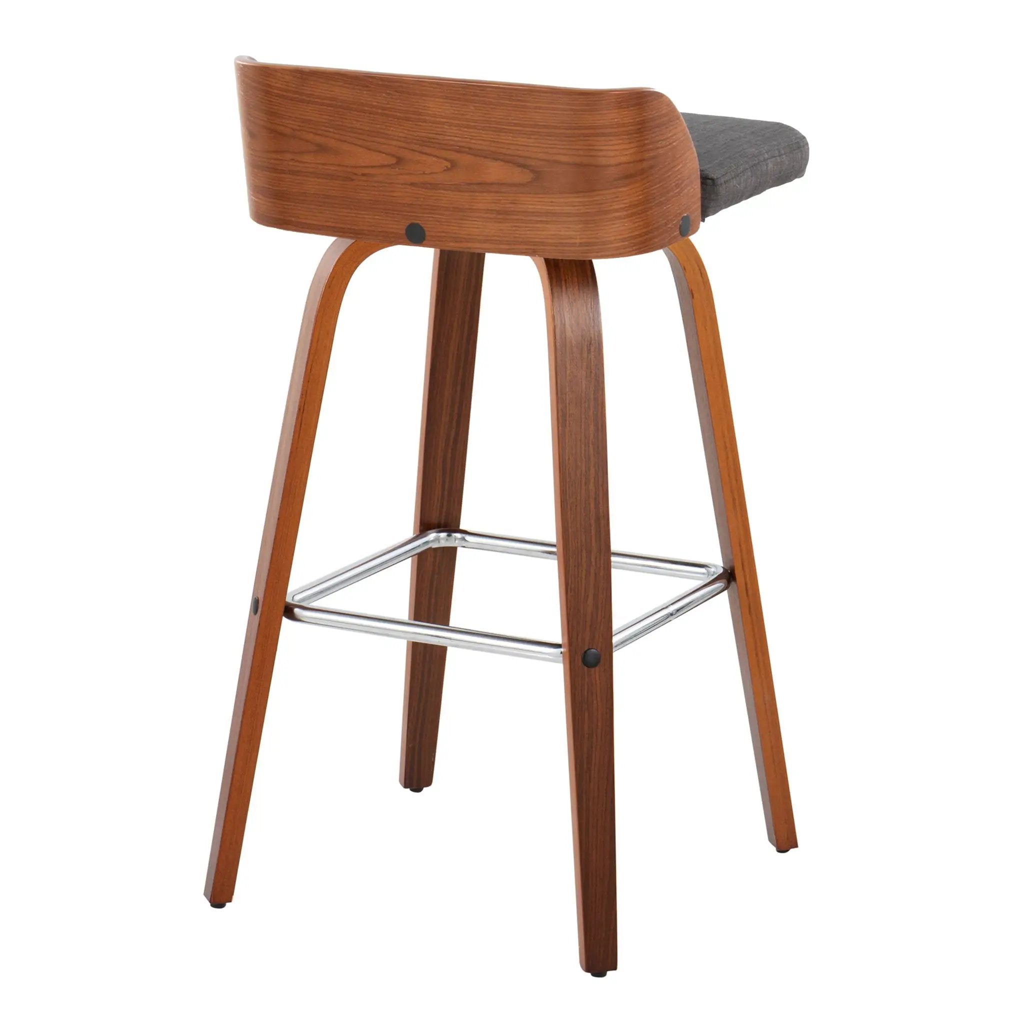Maya - Mid Century Modern Fixed Height Barstool With Swivel With Square Footrest (Set of 2) by HouseOfZazla