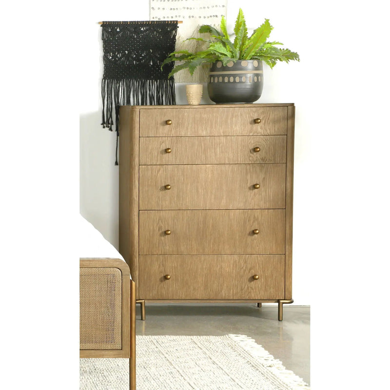 Stevie - Rectangular 5 Drawer Chest - Sand by HouseOfZazla