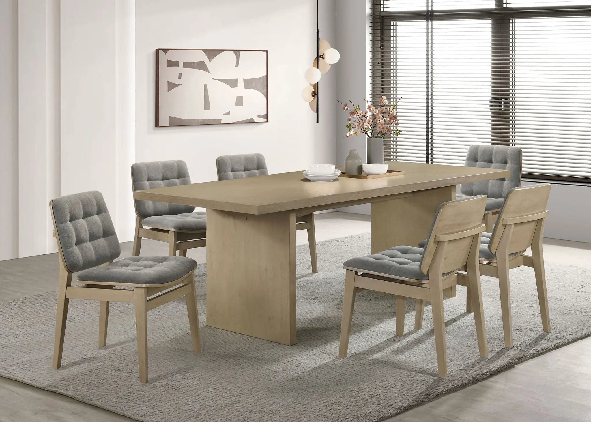 Decker 7-piece 82-inch Rectangular Dining Set Grey and Natural Oak by Unique Piece Furniture