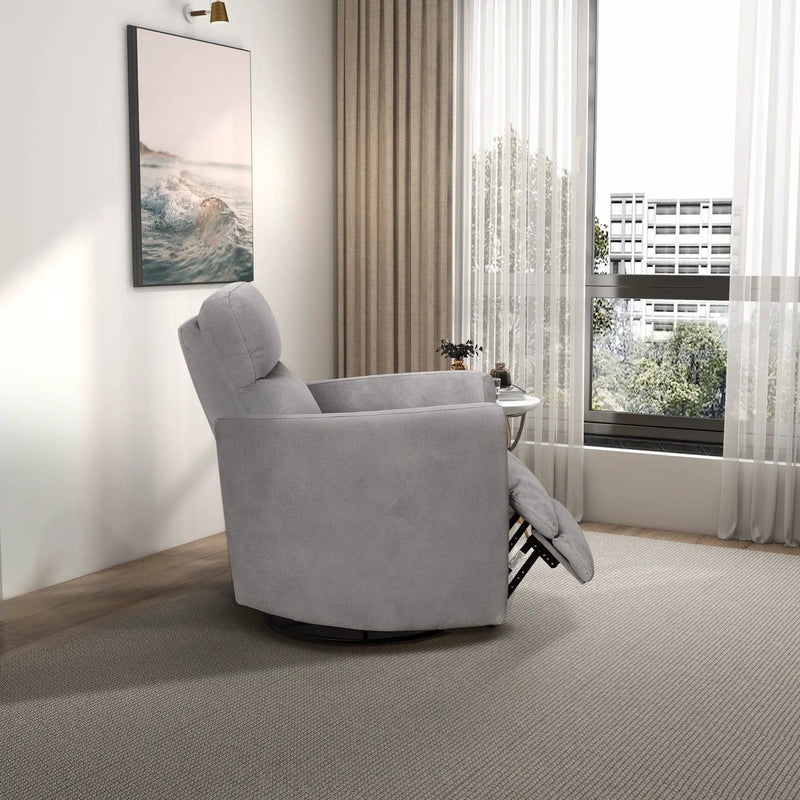Lawson - Swivel Glider Suede Recliner Chair - Latte by Unique Piece Furniture