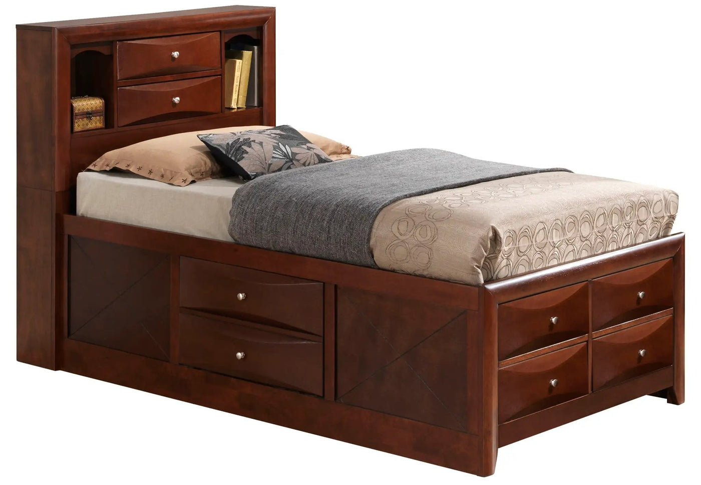 Modern Design Storage Bed With Bookcase Headboard by HouseOfZazla