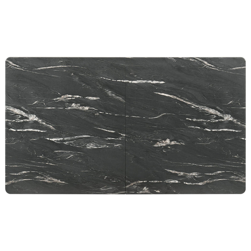 Bellingham - Dining Table With Self Storing Extension Leaf - Black Marble-Look Sintered Stone