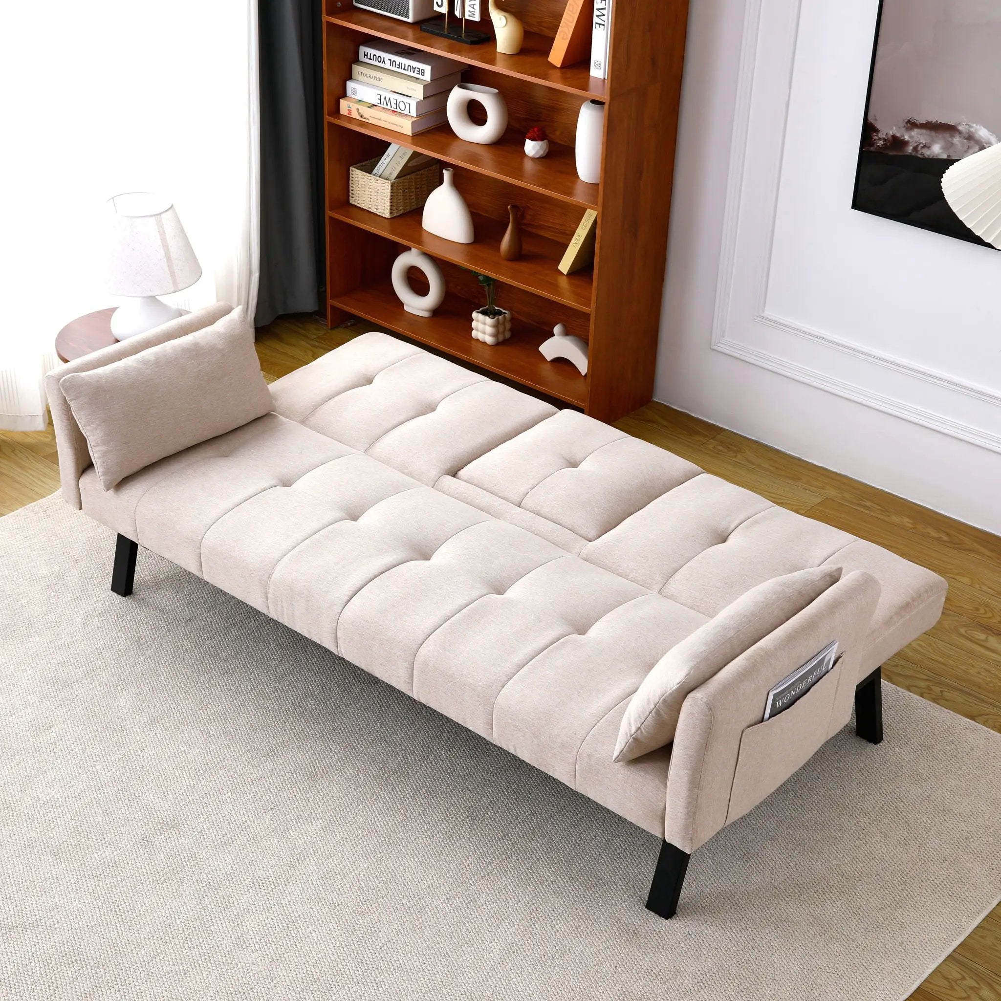 Sofa Bed With Foldable Design And Cup Holder by HouseOfZazla
