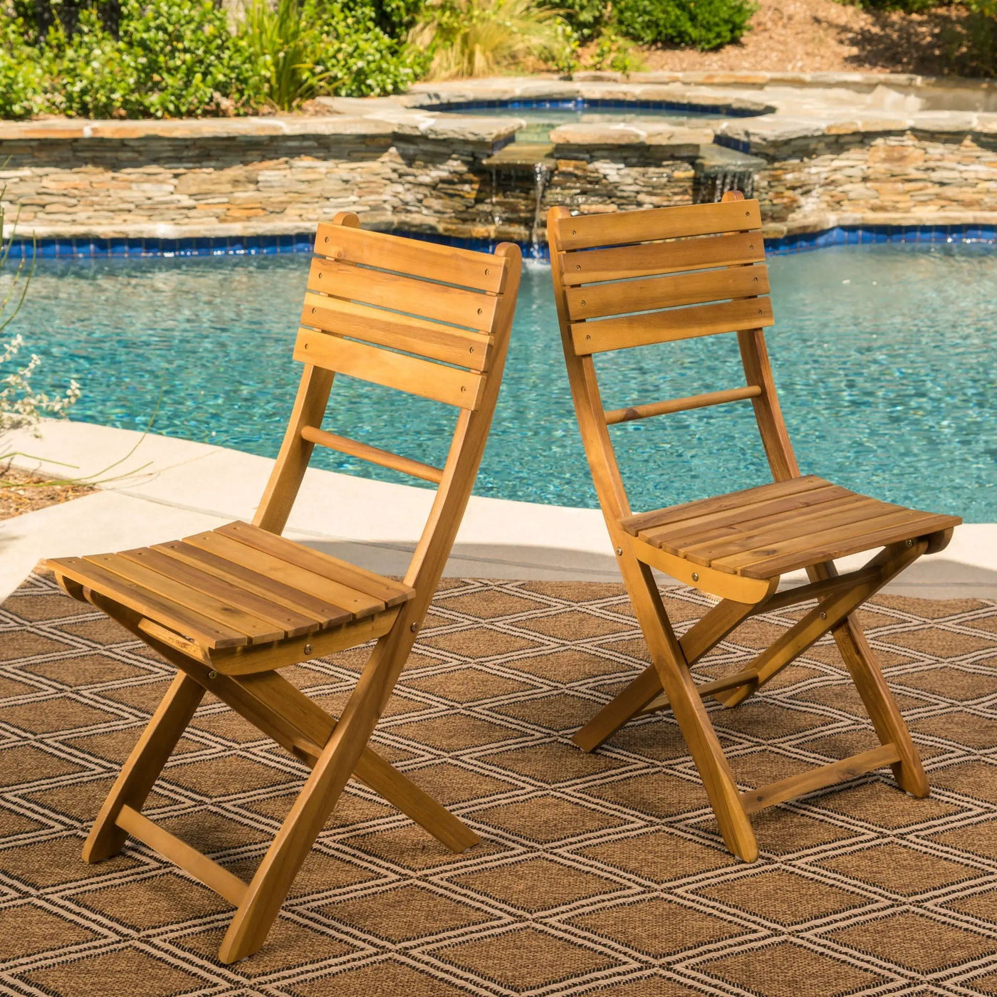 Outdoor Foldable Wood Dining Chair With Slat Design (Set of 2) by HouseOfZazla