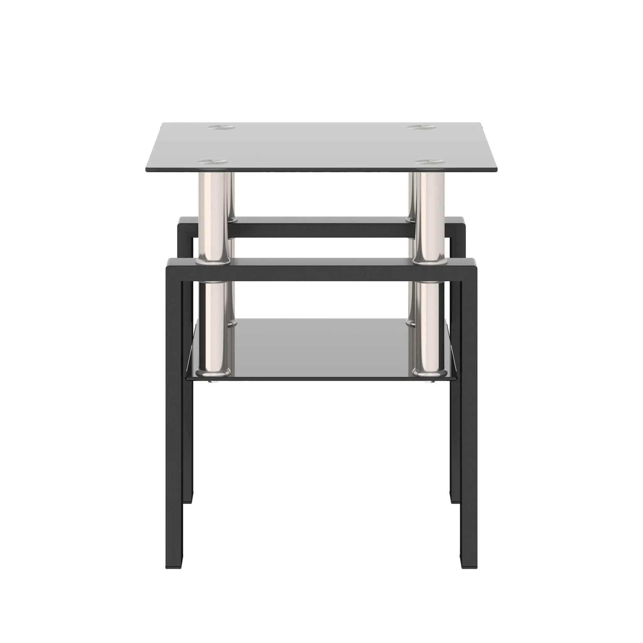 Modern Tempered Glass Tea Table, End Square Table For Living Room - Black by Unique Piece Furniture