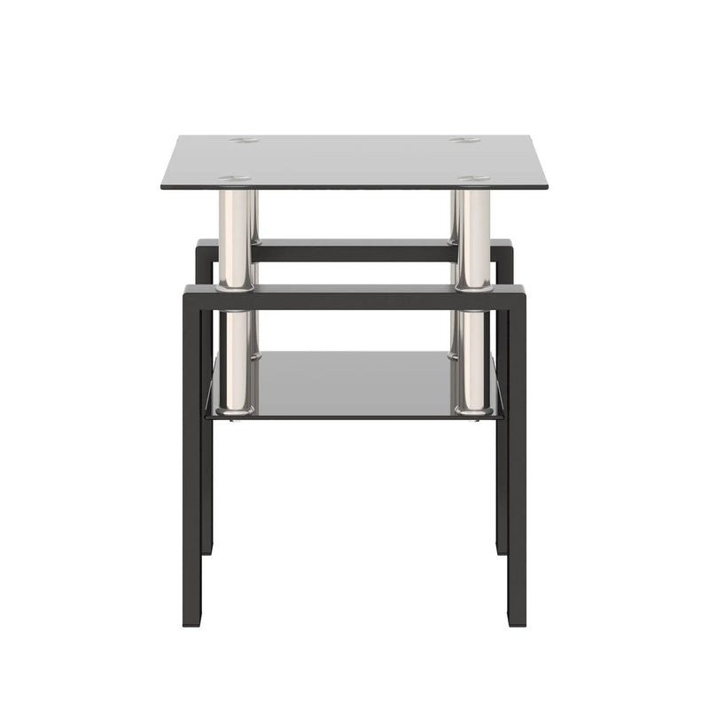 Modern Tempered Glass Tea Table, End Square Table For Living Room - Black by Unique Piece Furniture