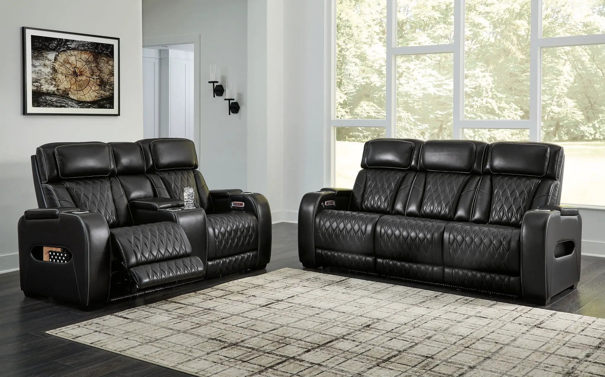 Boyington - 2 Pc. - Power Reclining Sofa And Loveseat - Black by Unique Piece Furniture
