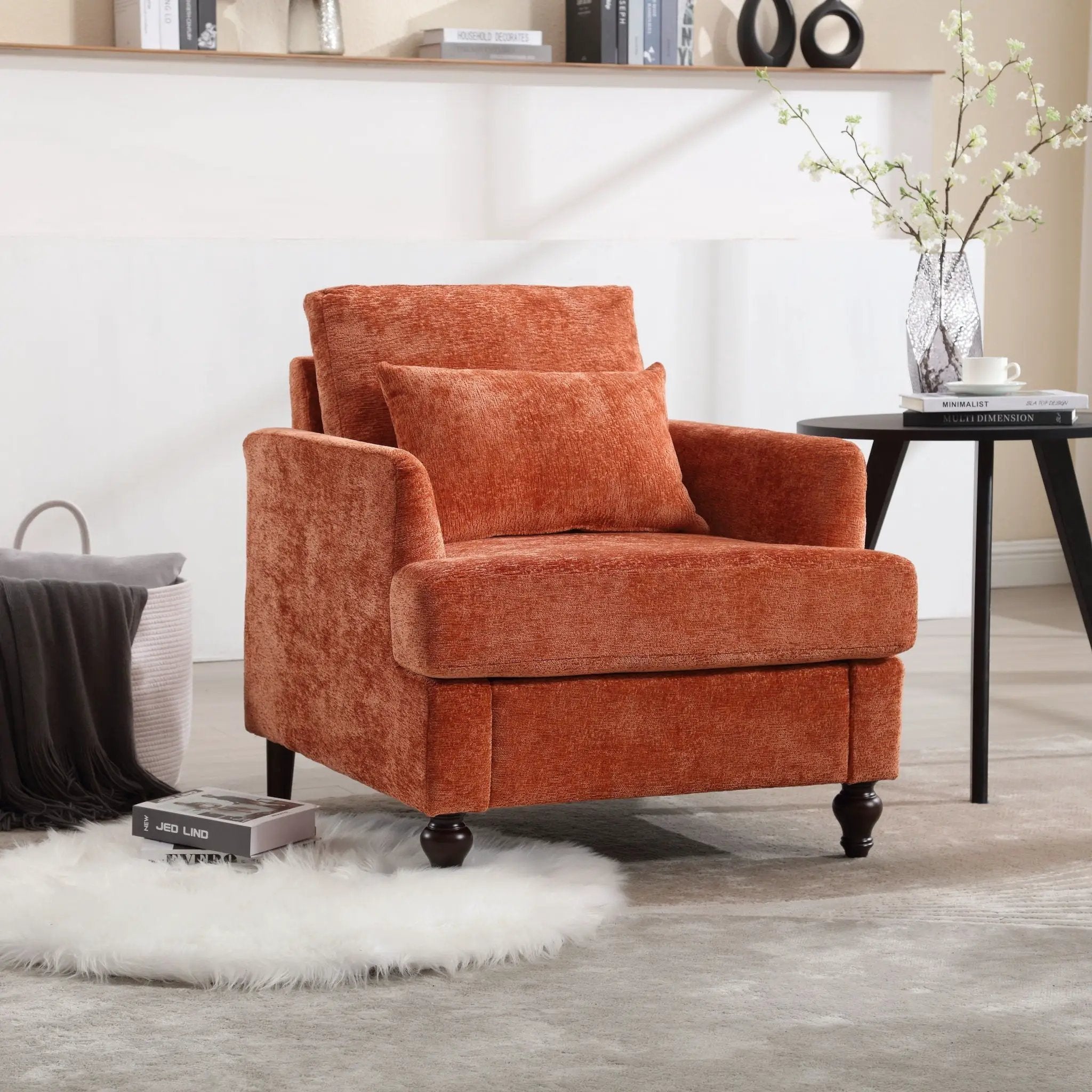 Modern Mid Century Wood Frame Armchair With Tufted Design by HouseOfZazla