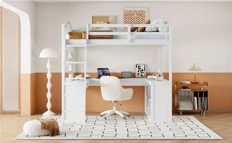 Loft Bed With Drawers, Cabinet, Shelves With Desk by HouseOfZazla