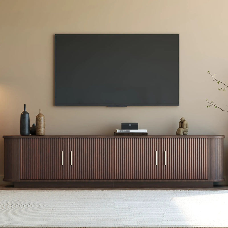 70" TV Stand With Ample Storage, Refined Curved Corners - Dark Brown by Unique Piece Furniture