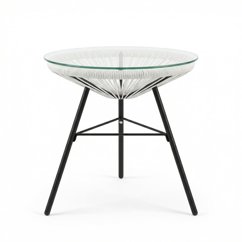 Nusa Outdoor Synthetic Wicker Glass-Top Side Table by HouseOfZazla