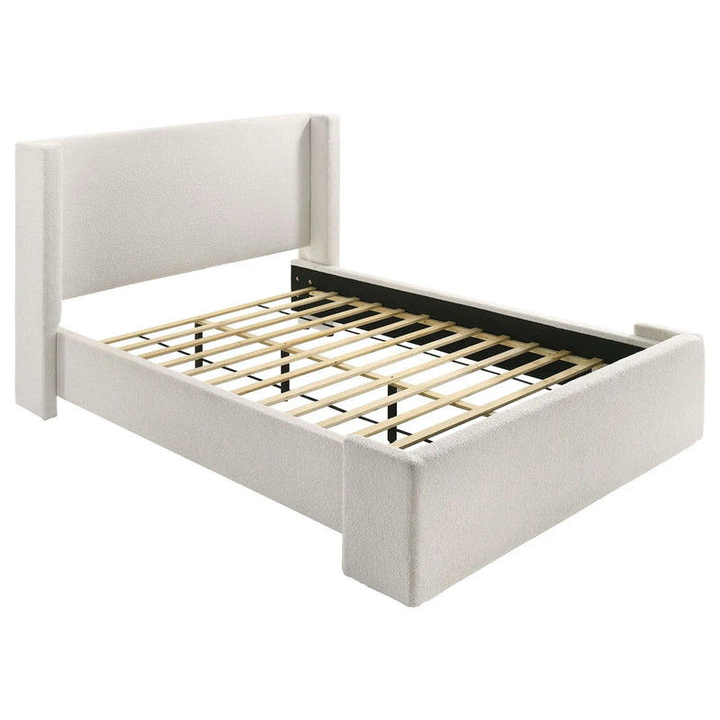 Alamosa Boucle Upholstered Queen Wingback Bed White by Unique Piece Furniture