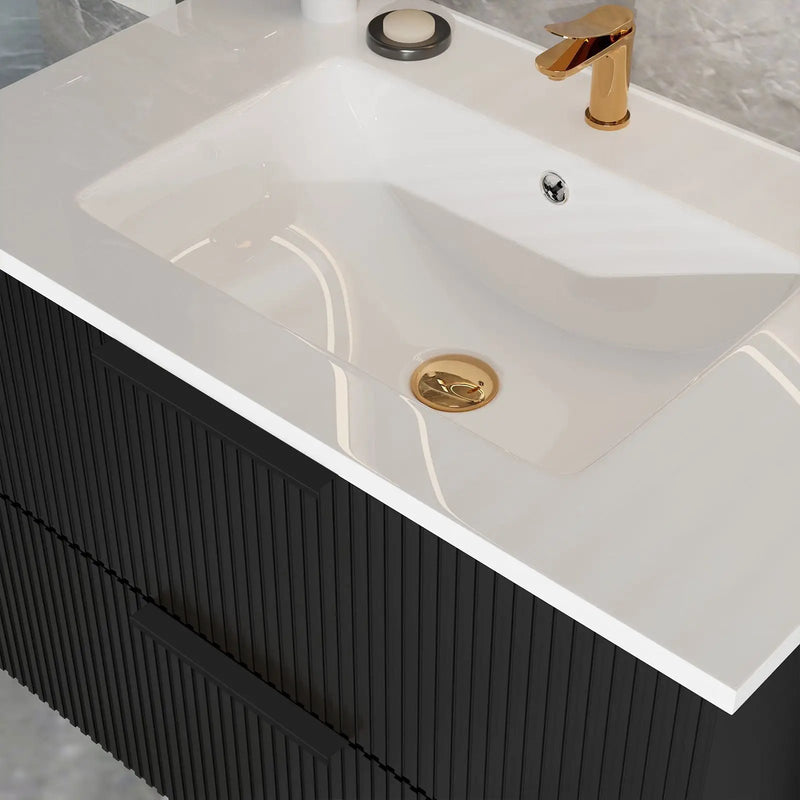 Modern Wall Mounted Floating Bathroom Vanity With Sink And Drawers