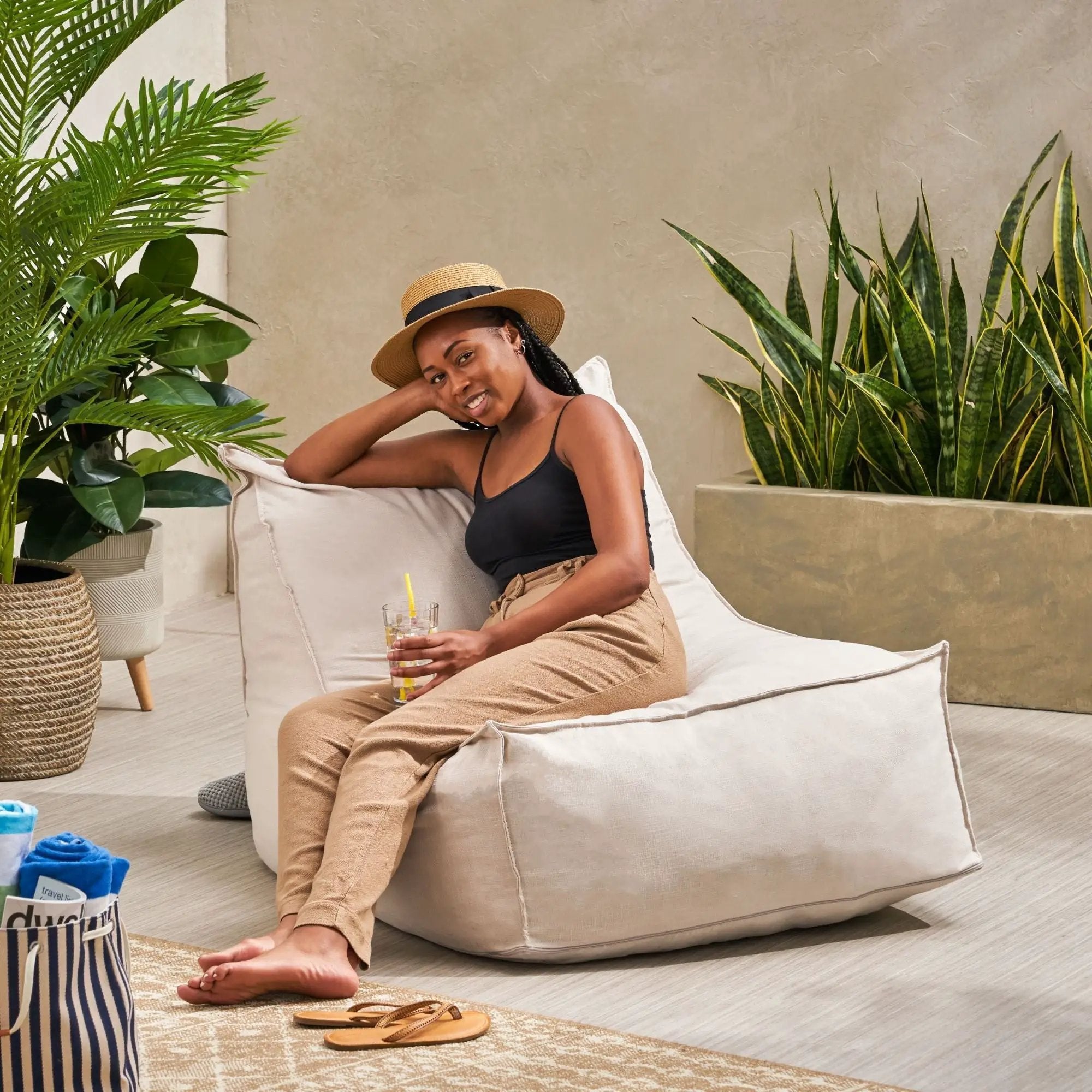 Ettie - Water Resistant Fabric Bean Bag Chair by Unique Piece Furniture