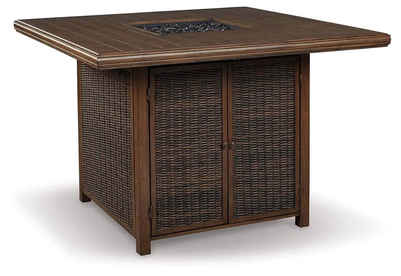 Paradise Trail - Square Bar Table w/Fire Pit - Medium Brown by Unique Piece Furniture