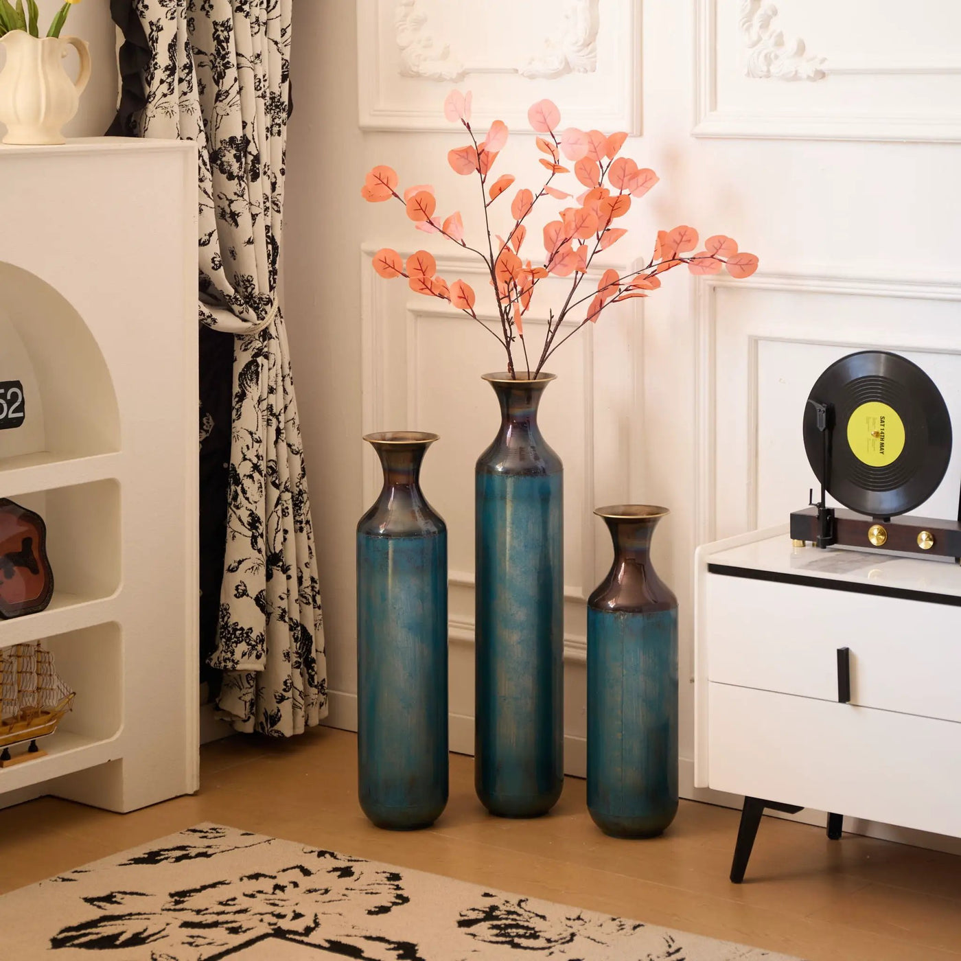 Modern Droplet Shaped Floor Vase Set, 3 Piece Home Decor by HouseOfZazla