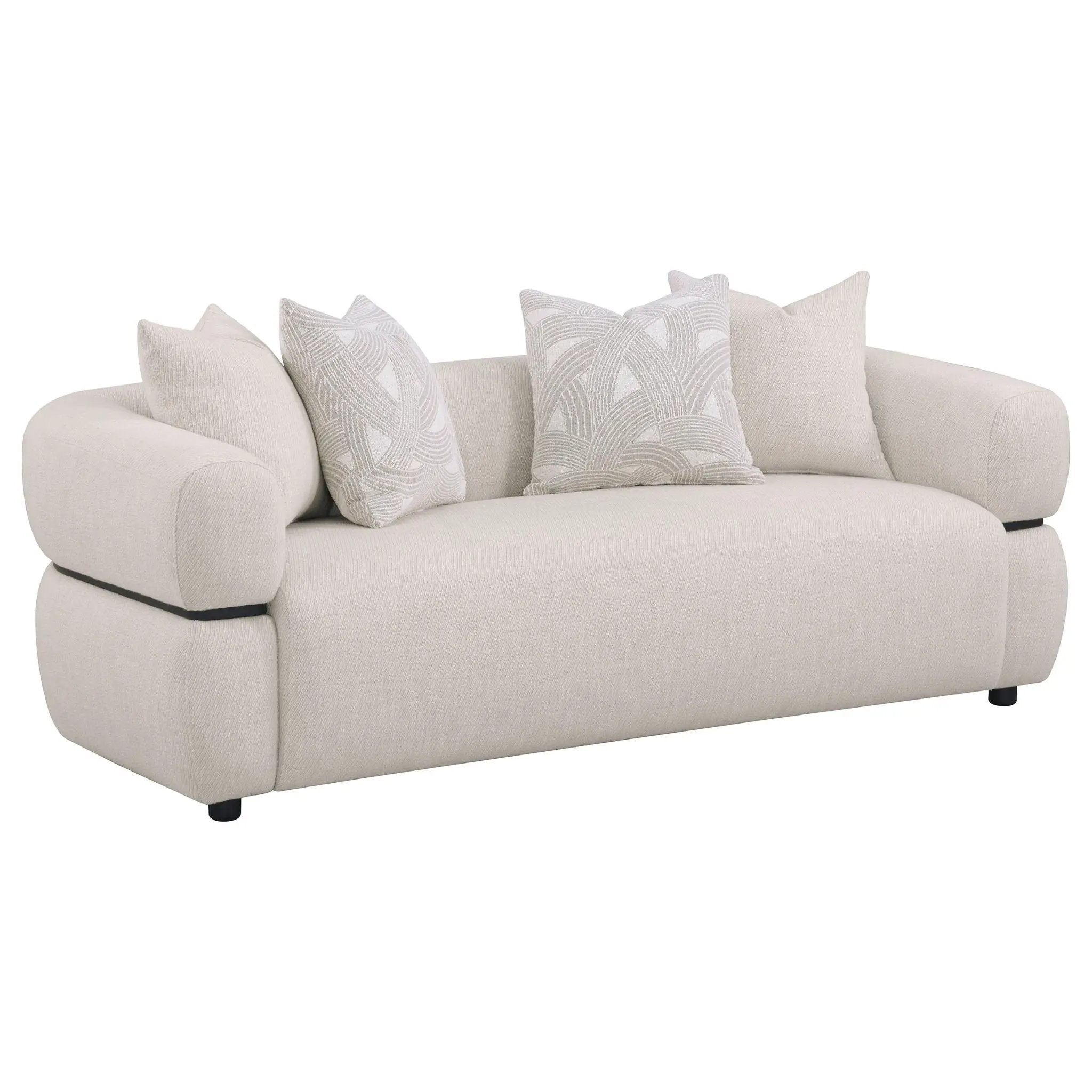 Jeanette 3-piece Fabric Upholstered Round Arm Sofa Set Beige by Unique Piece Furniture