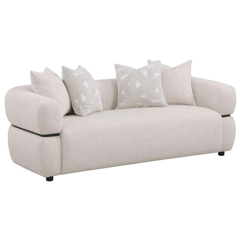 Jeanette 3-piece Fabric Upholstered Round Arm Sofa Set Beige by Unique Piece Furniture