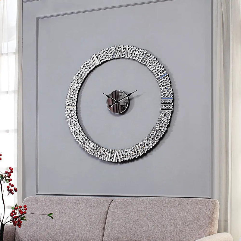 Kachina - 39" Wall Clock - Mirrored & Faux Gems by Unique Piece Furniture