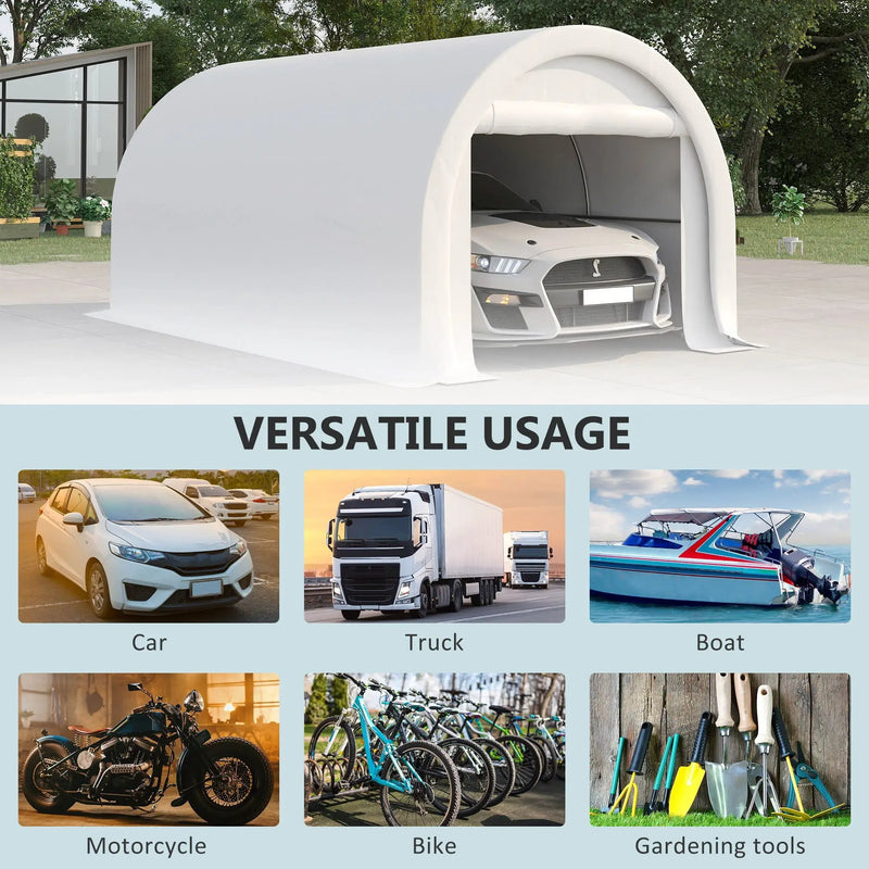 Outsunny - 10' x 16' Carport, Heavy Duty Portable Garage Storage Tent With Large Zippered Door, Anti-Uv Pe Canopy Cover For Car, Truck, Boat, Motorcycle, Bike, Garden Tools, Outdoor Work by Unique Piece Furniture