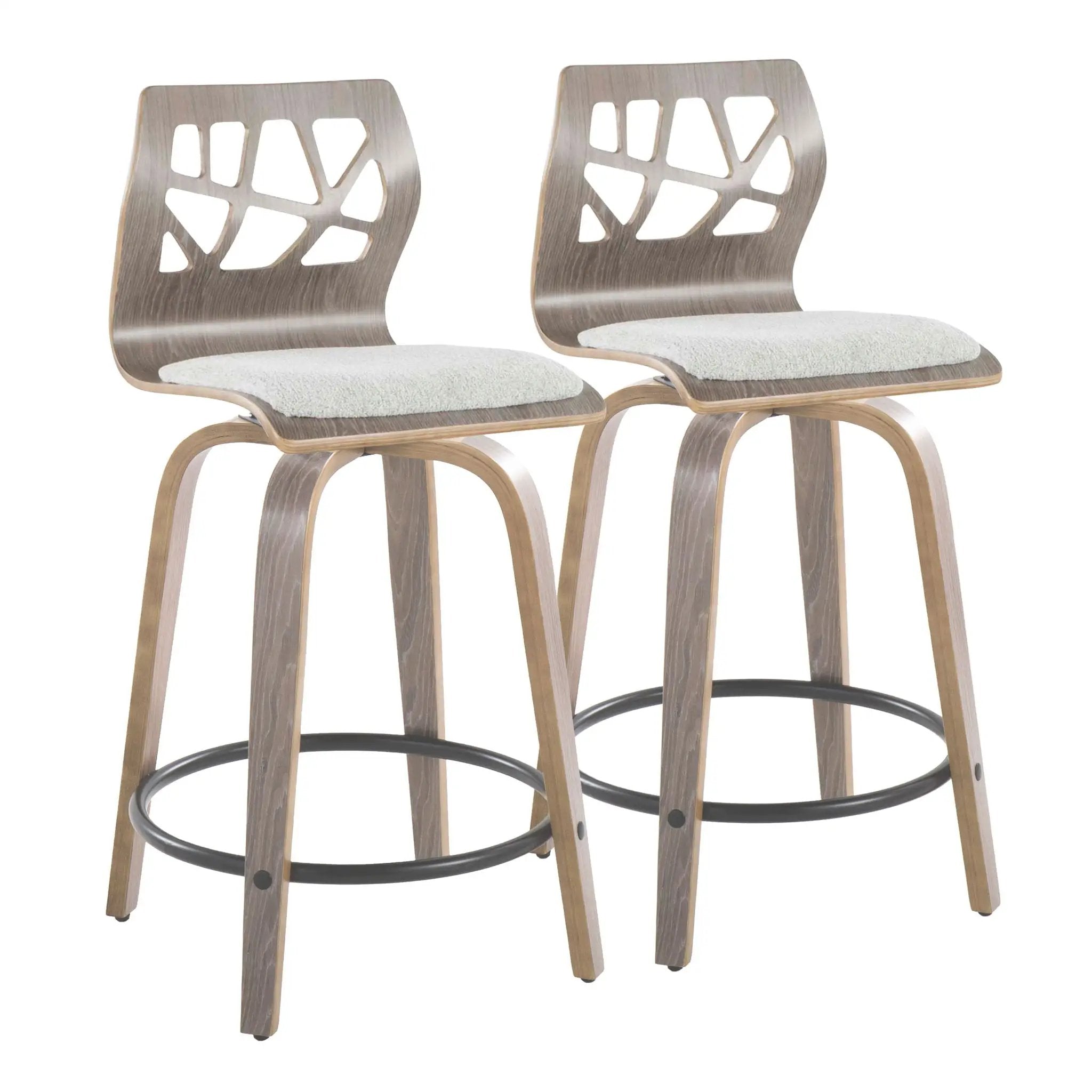 Folia - Contemporary Fixed Height Stool With Swivel With Round Footrest (Set of 2) by Unique Piece Furniture