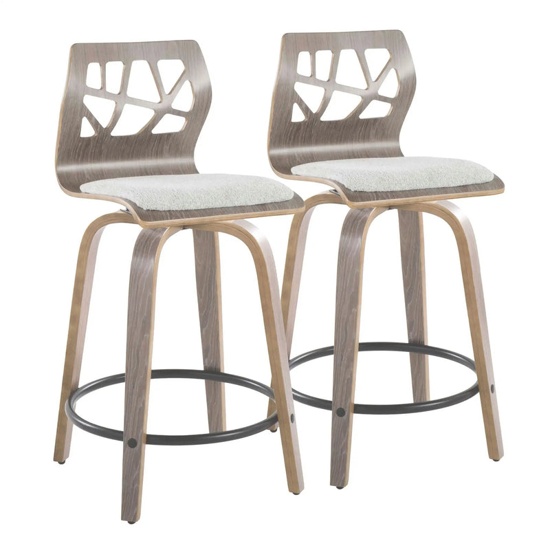 Folia - Contemporary Fixed Height Stool With Swivel With Round Footrest (Set of 2) by Unique Piece Furniture