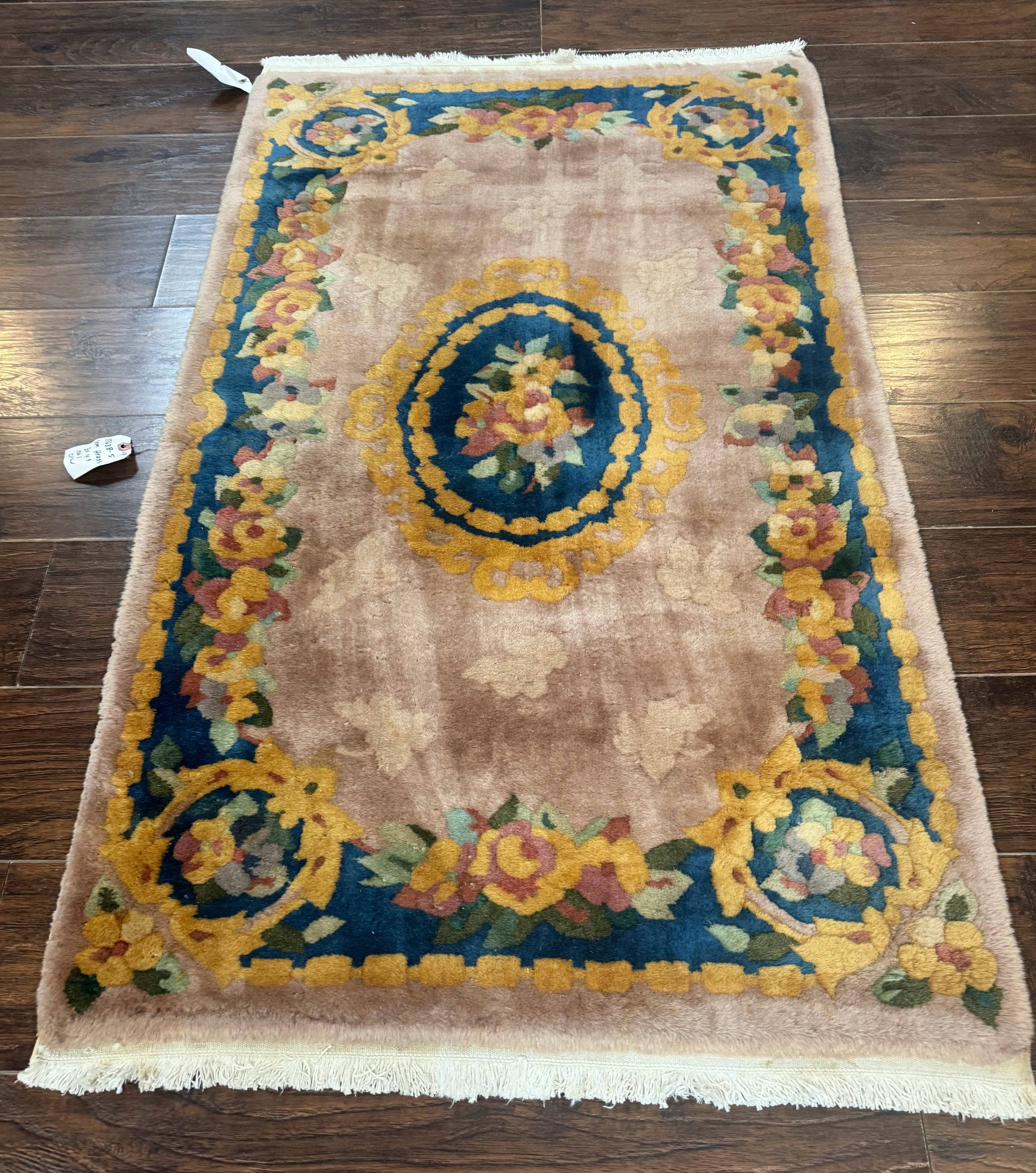 Chinese Wool Rug 3x5, Vintage 90 Line Carpet, Small Art Deco Rug by Jewel Rugs