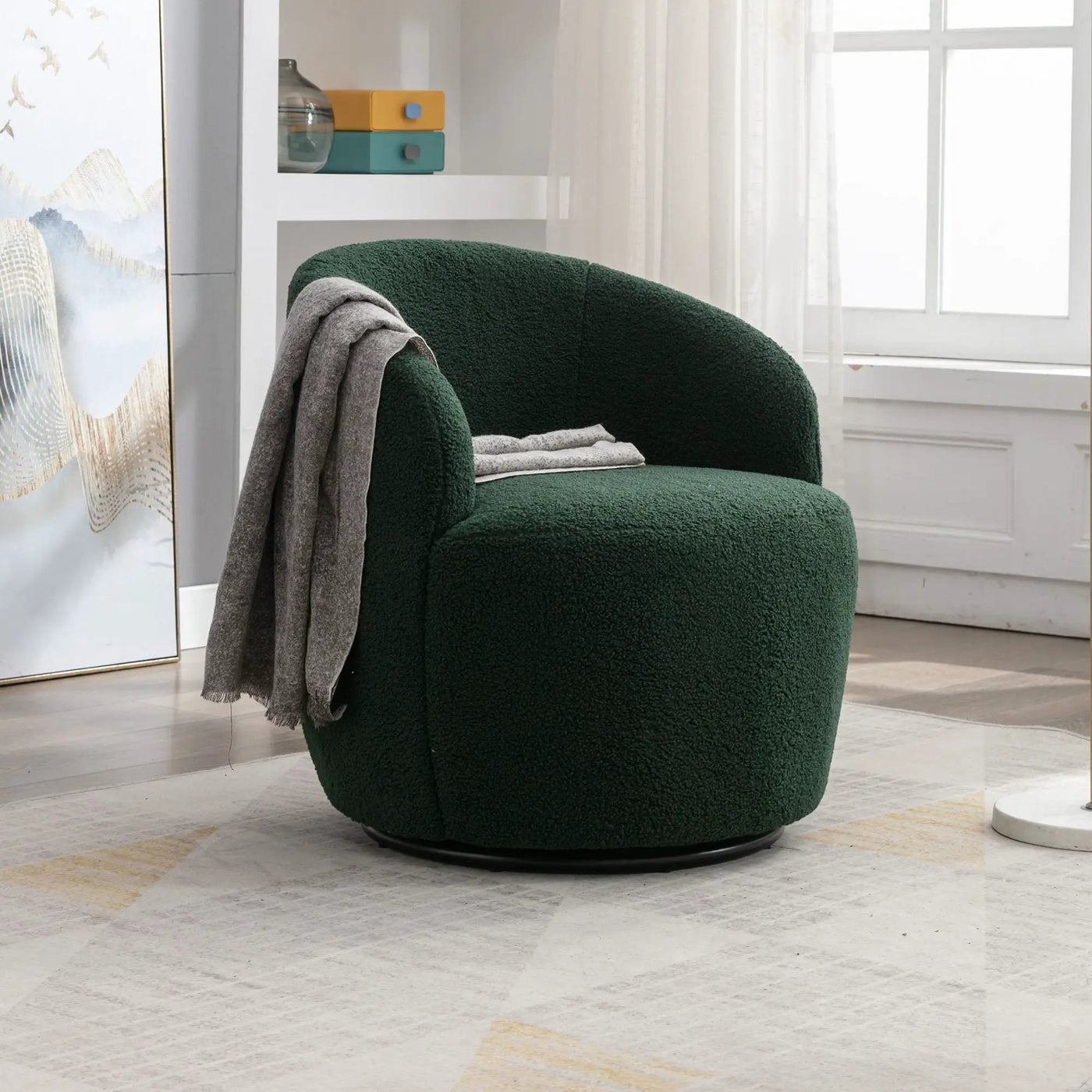 Teddy Fabric Swivel Accent Armchair Barrel Chair by HouseOfZazla