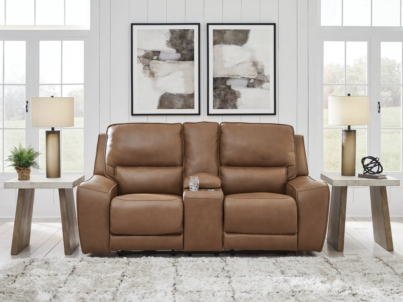 DeepWakes - Power Reclining Loveseat / Console / Adjustable Headrest by Unique Piece Furniture